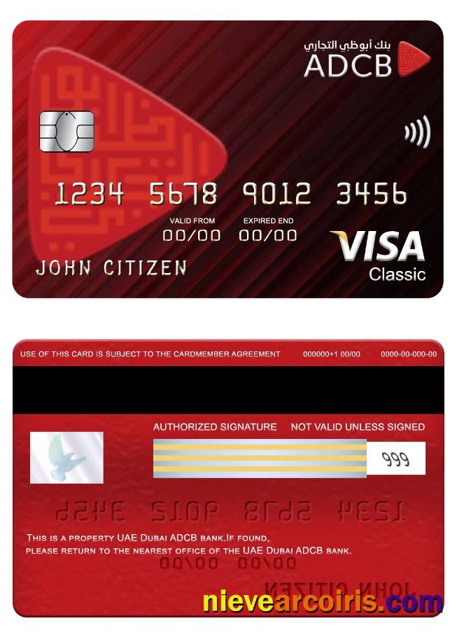 UAE Dubai ADCB bank visa classic card